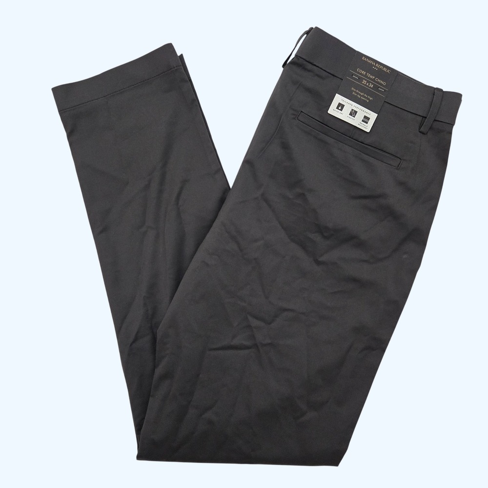 NEW Banana Republic Core Temp Chino Slim Fit Pants Flint Grey 35x34 (Fits 36x33)